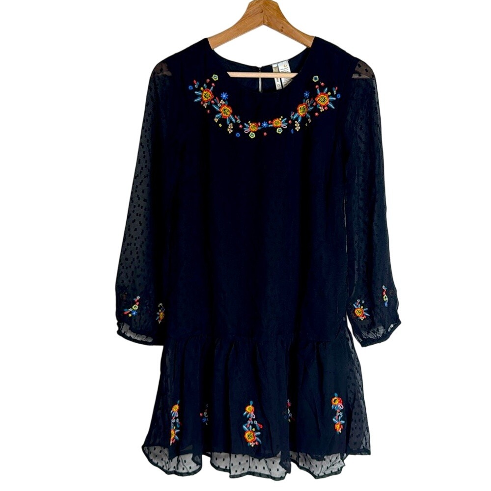 JAPNA embroidered floral boho‎ chic dress size XS girly cute party
